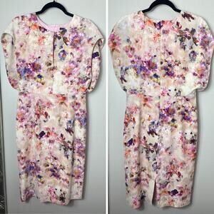 BLACK HALO DRESS 10 FAIRY FLORAL WATERCOLOR PINK YOOMI SHEATH SHORT CAP SLEEVE